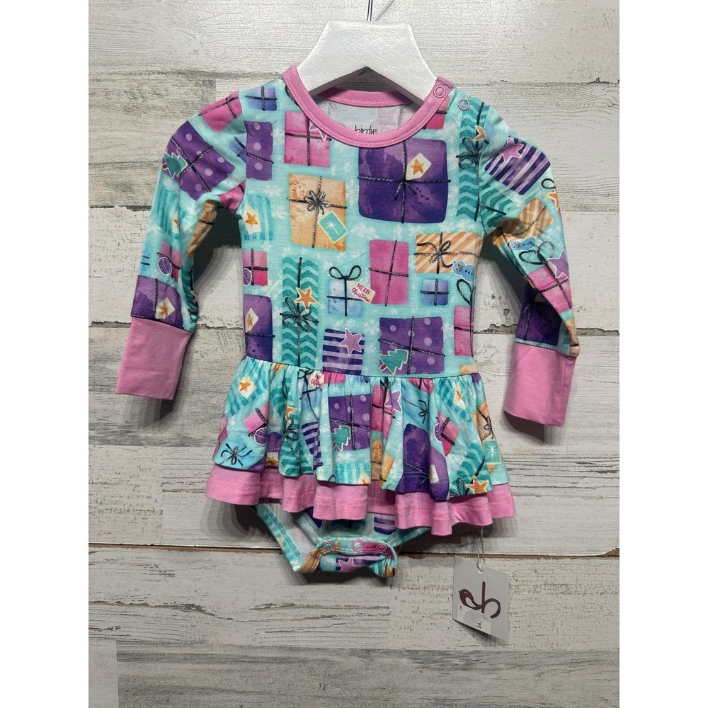 Birdie Bean Ruffle Romper Dress Girls 6-12M Bamboo Christmas Gifts NWT
